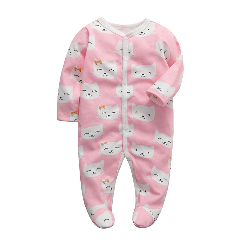Newborn Jumpsuits For Boys And Girls Long Sleeved Milk Bottle Print Cotton Footies Pajama New born Sleep Play Newborn Clothes