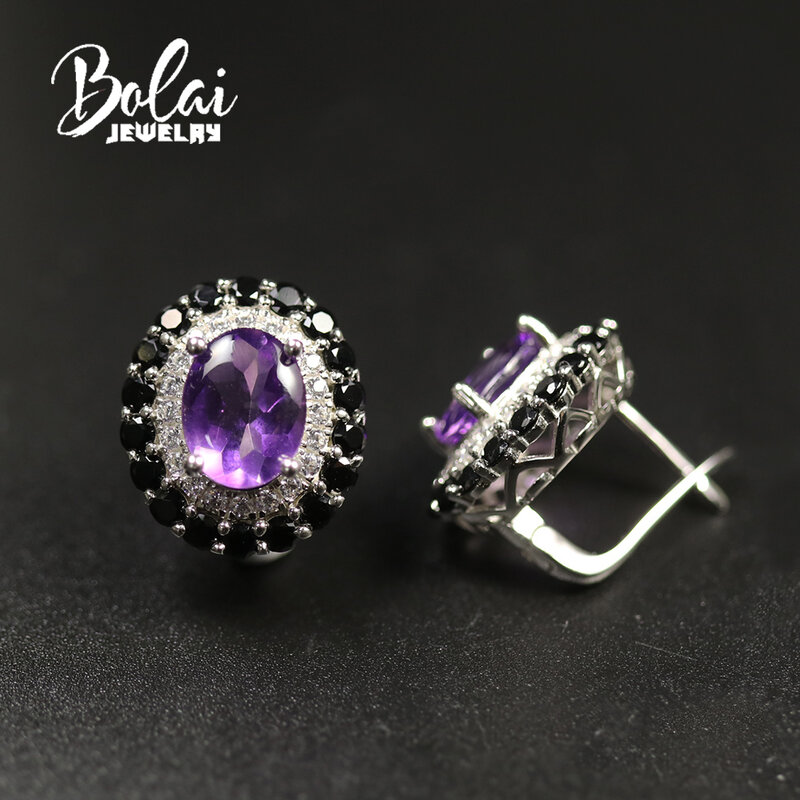 2020 New Natural Brazil amethyst  Jewelry set good color Gemstone Ring pendant clasp earring 925 sterling silver for women mom
