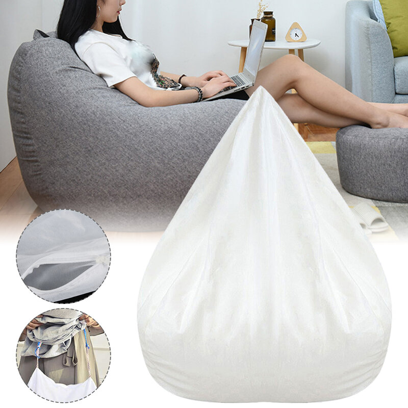Malas Bean Bag Sofa Cover Kursi Lapisan Dalam Tanpa Pengisi Kain Linen Lounger Kursi Pouf Sofa Tatami Kamar Cover