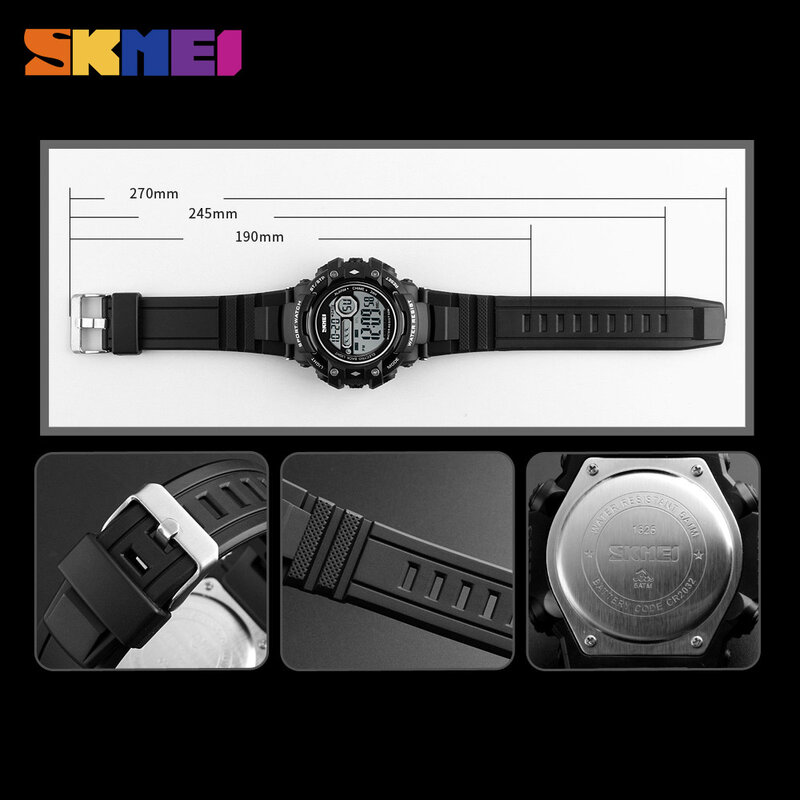 SKMEI-ساعة رقمية بسيطة للرجال ، ساعة رياضية مع كرونوغراف ، منبه ، مقاومة للماء 5 بار ، 1325