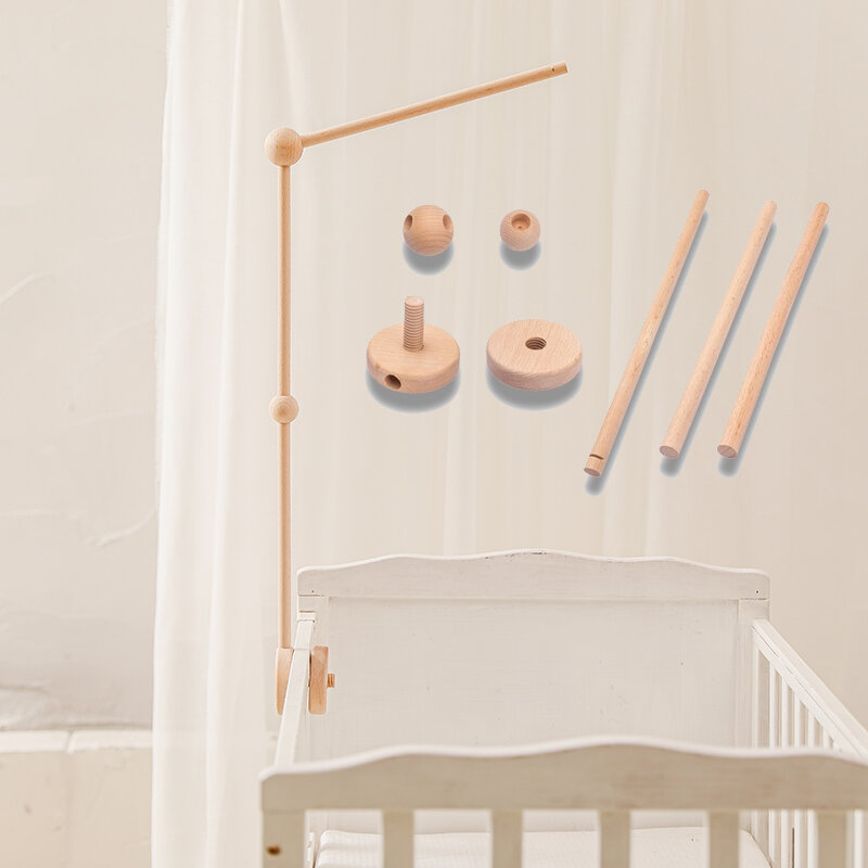 Nova 7pc montagem chocalhos suporte setinfant berço móvel suporte sino proteção do bebê recém-nascido brinquedos de madeira cama sino acessórios
