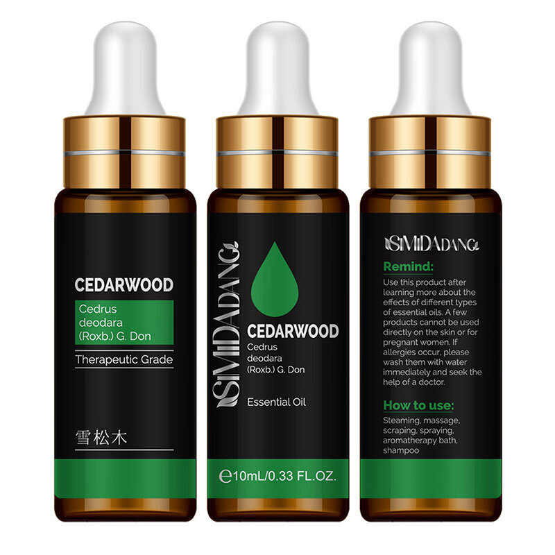 10ML di cedro singolo olio essenziale Shampoo e olio da massaggio ammorbidire olio per cuticole olio aromatico ridurre i pori della pelle migliorare l'acne della pelle