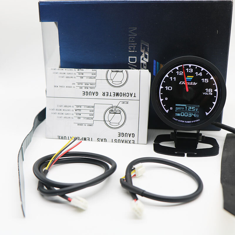 GReddi Gauge termometr do wody 7 jasnych kolorów wyświetlacz LCD z miernikiem napięcia wyścigi Gauge 62mm 2.5 Cal z czujnikiem akcesoria samochodowe