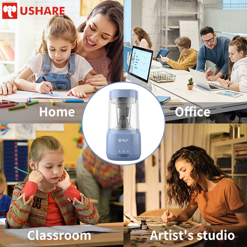 Ushare สีดำขนาดใหญ่ดินสอไฟฟ้า Sharpener USB Mechanical Auto ดินสอสี Sharpener สำหรับเด็กศิลปินโรงเรียนเครื่องเขียน