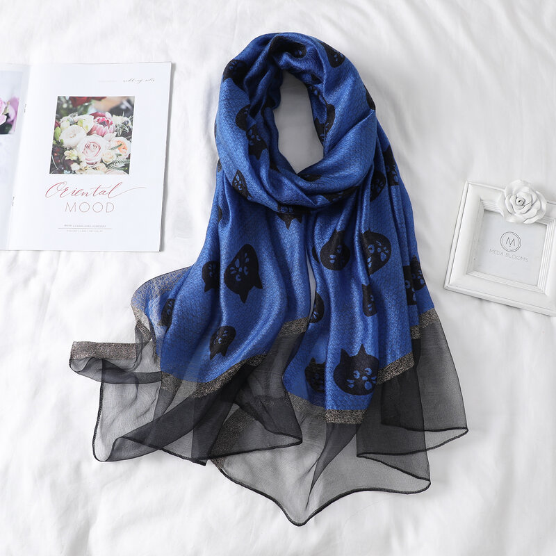 Женский Длинный шарф из пашмины с принтом, шелковый шарф, хиджаб, Роскошные шали и палантины, Модный женский шарф