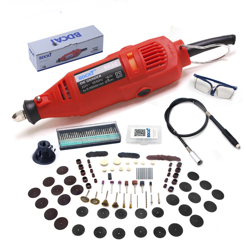BDCAT 180w Engraving Electric Dremel Rotary Tool Variable Speed Mini Drill Grinding Machine with 180pcs Power Tools accessories