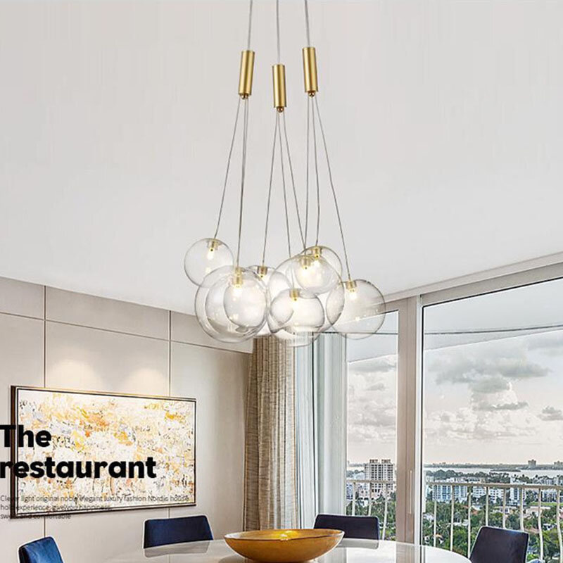 Kobuc – lampe LED suspendue Gypsophila romantique, luminaire décoratif de plafond, 3/5/9/15 bulles, pour salle à manger et salon, 220V