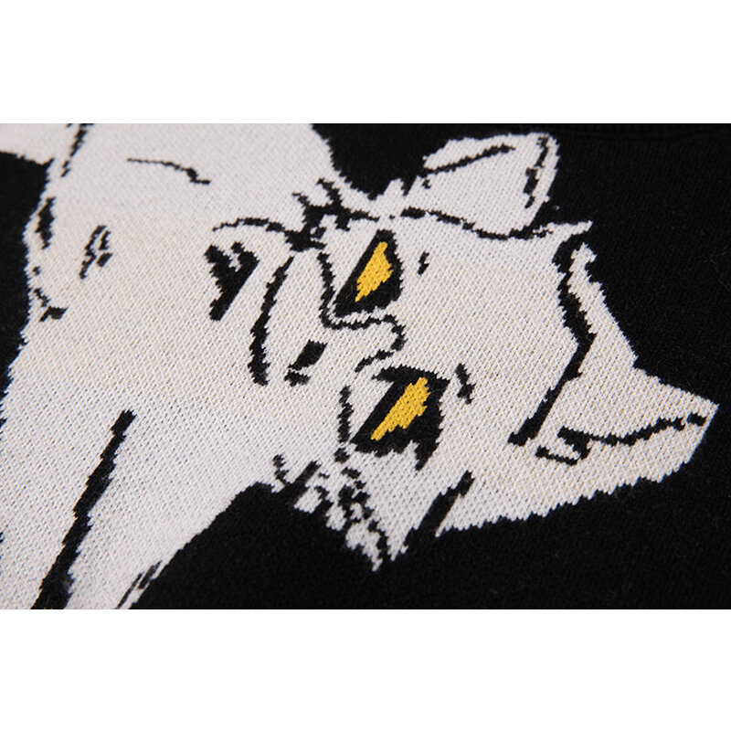 Suéter con estampado de animales para mujer, Jersey holgado informal de manga larga con cuello redondo, Tops de Jersey corto de punto de gato a la moda, otoño e invierno, 2021