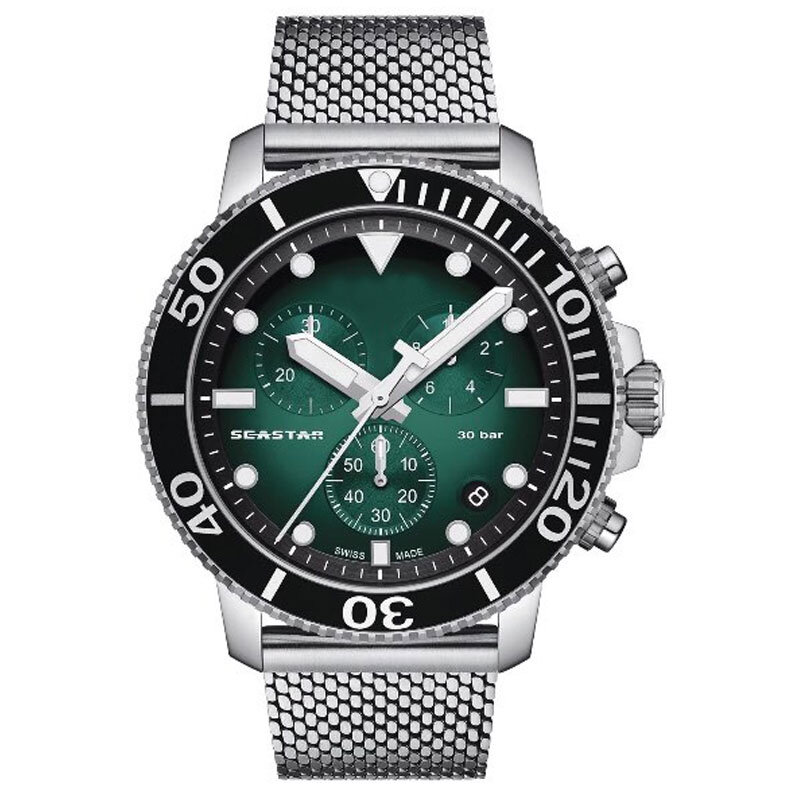 Seastar-reloj deportivo de cuarzo para hombre, cronógrafo resistente al agua, con correa de goma y movimiento, ETA G10212, T120417A, T125617A