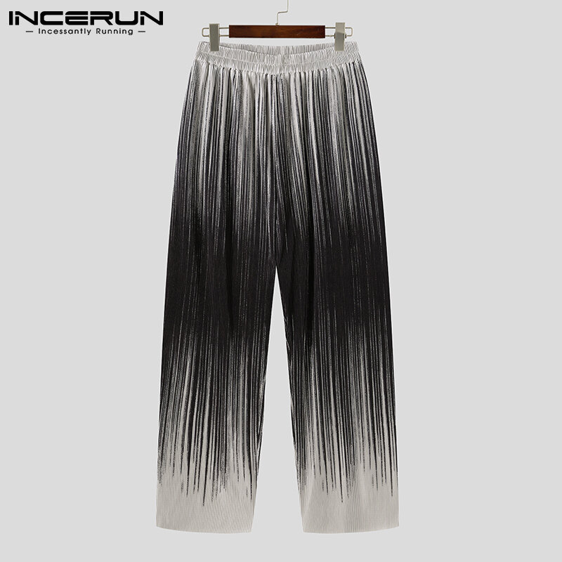 Nowe męskie długie spodnie nosić spodnie z wysokim stanem męskie gradientowe dobrze dopasowane pantalony moda luźne 2 kolory spodnie S-5XL INCERUN 2021