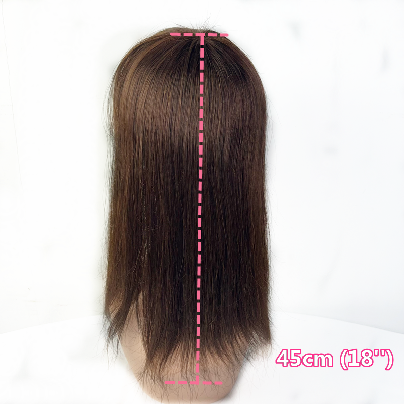Halo Lady Beauty krótkie proste włosy ludzkie Topper z Bangs Invisible 3D Hair Topper dla kobiet włosy doczepiane Clip In non-remy