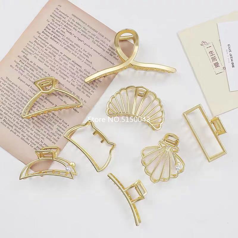 2021 Korean Geometric Hair Claw Barrettes For Women Fashion Girl Metal Hollow Out Headwear Hair Accessories Ornaments Hair Clip