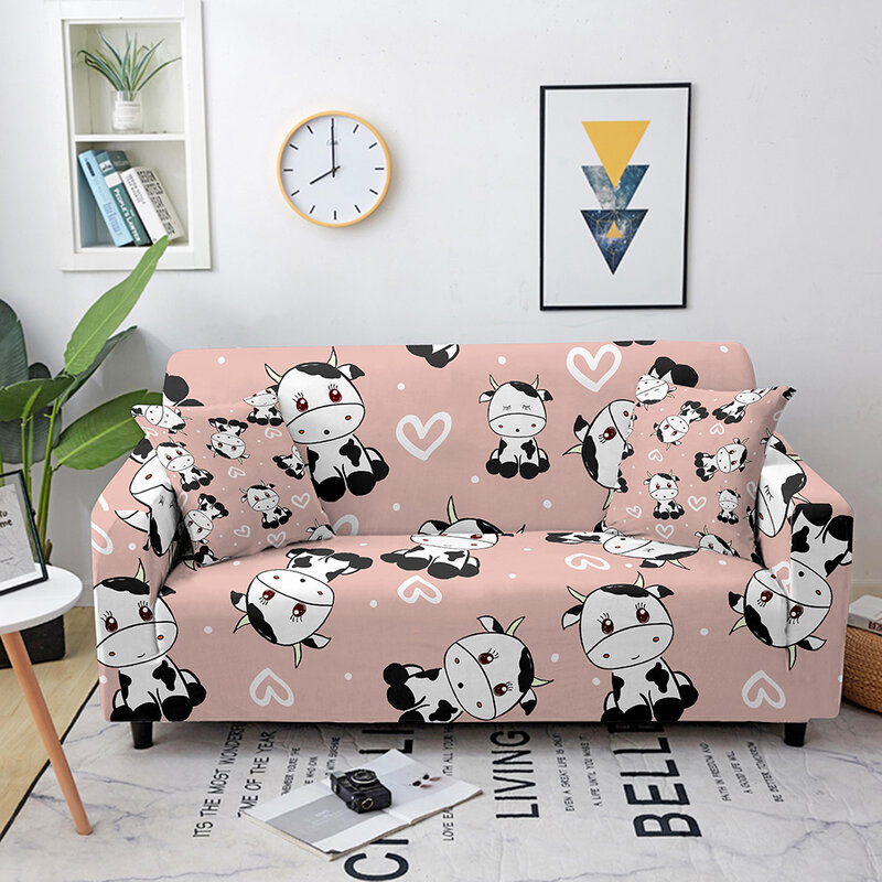 Capa elástica para sofá de 1/2/3/4 lugares, capa com desenho de animal para sofá ou sofá de canto