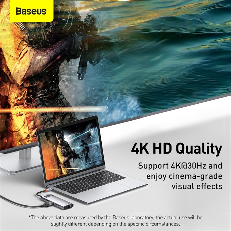 Baseus USB 허브 유형 C 멀티 USB 3.0 4K HD PD 100W 포트 USB 허브 어댑터 MacBook Pro iPad 노트북 USB 분배기 USB 3.1 C 허브