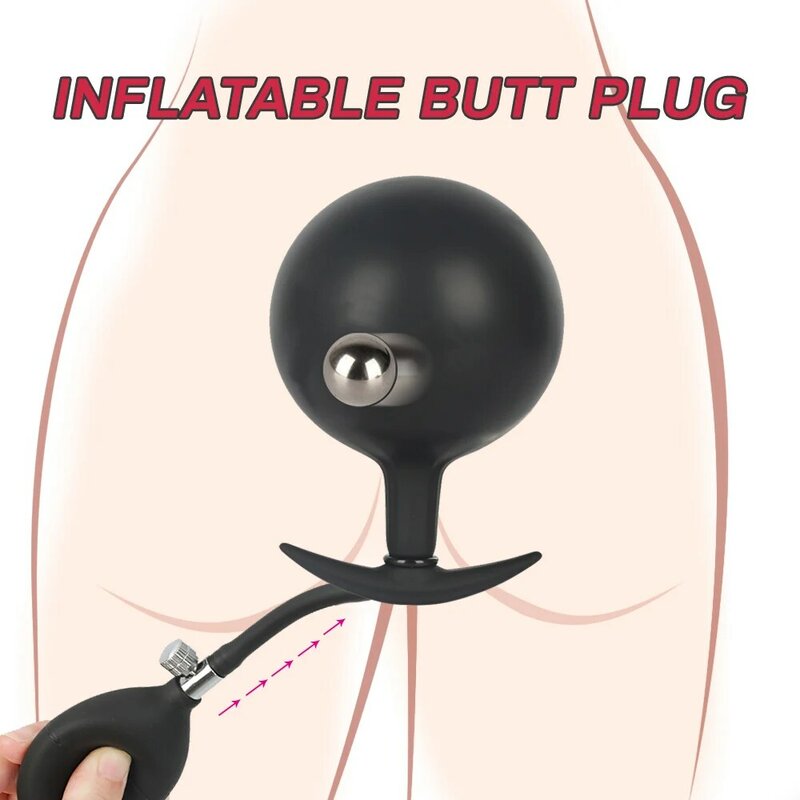 Plugue anal inflável e expansível, plugue anal com dildo para massagem anal, brinquedo sexual adulto para homens
