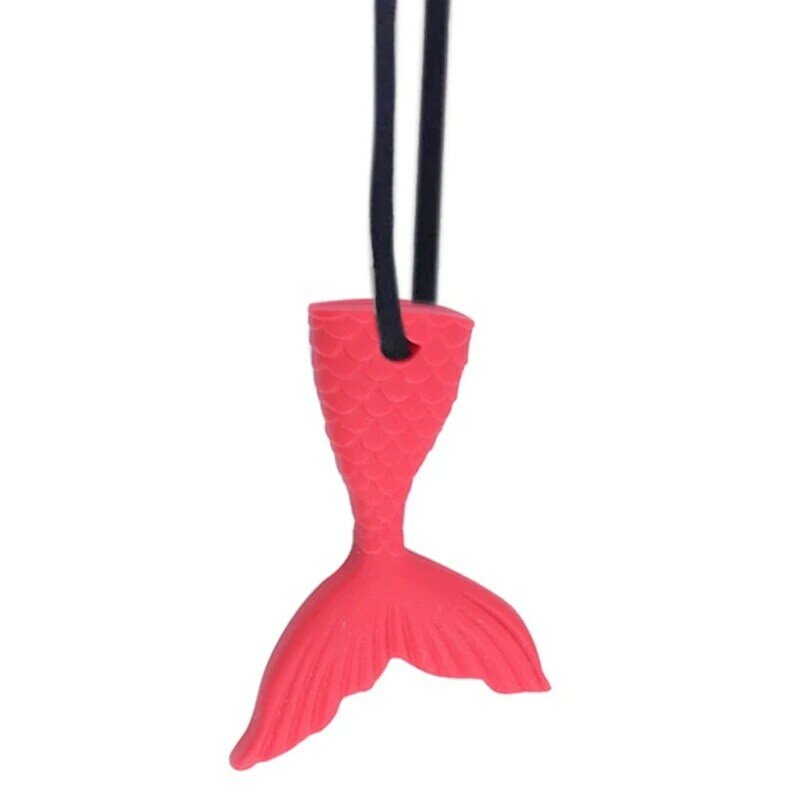 N7ME Baby Teether Necklace Silicone Fish Tail Shape Pendant Chewing Teething Soother