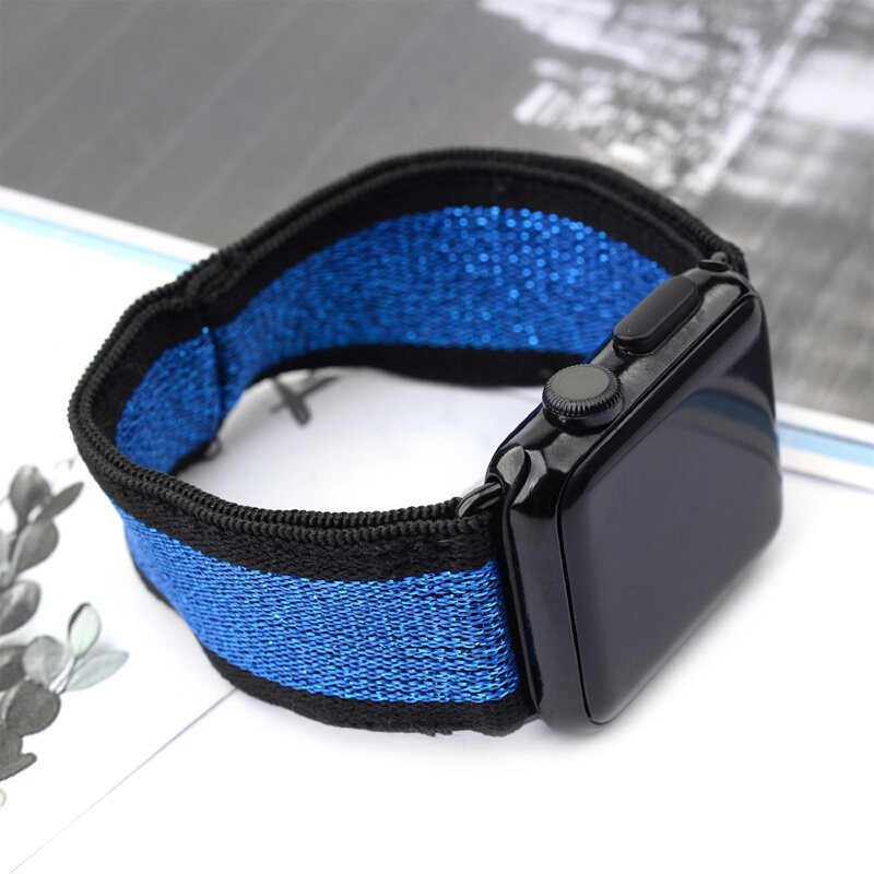 Strap for apple watch band 41mm 45mm 44mm 40mm 38mm 42mm Double-Layer Stretchy nylon Loop Watchband for iwatch SE/7/6/5/4 3 2 1