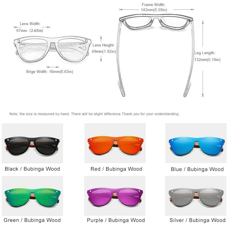 KINGSEVEN Patented Design Bubinga Wood Sunglasses Vintage Integrated Polarized Men's Natural Wooden Eyewear Accessories N5510