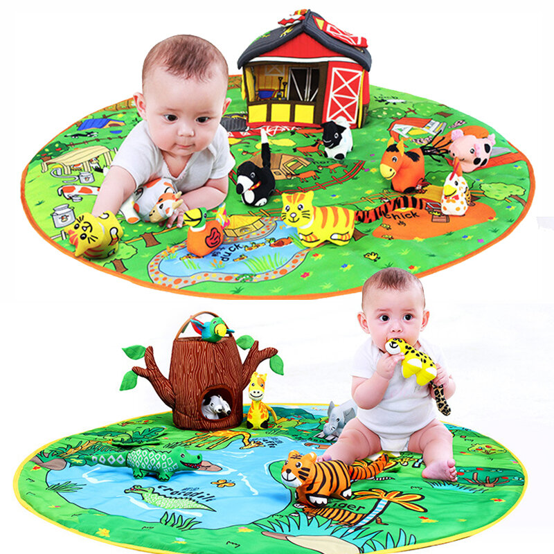 Kind Glücklich Spiel Decke Baby Frühe Bildung Drei-Dimensional Tier Puppe Tuch Kunst Buch Kognitiven Eltern-kind-Interaktive spielzeug