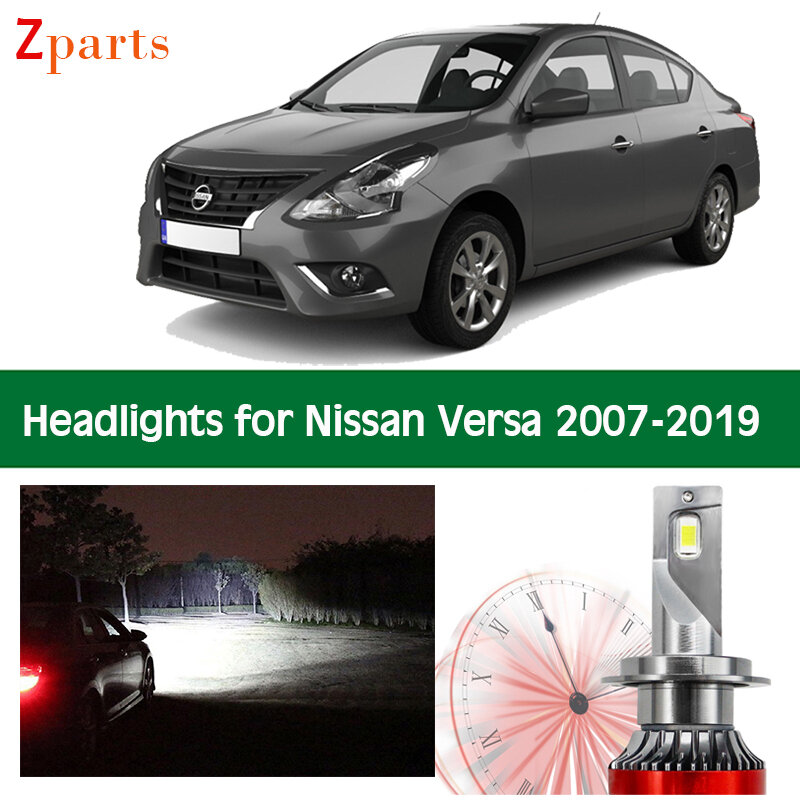 Samochód Canbus Super jasna latarka czołowa żarówki dla Nissan Versa 2007 -2019 LED reflektor niskie światła drogowe 12V 6000K oświetlenie samochodu akcesoria