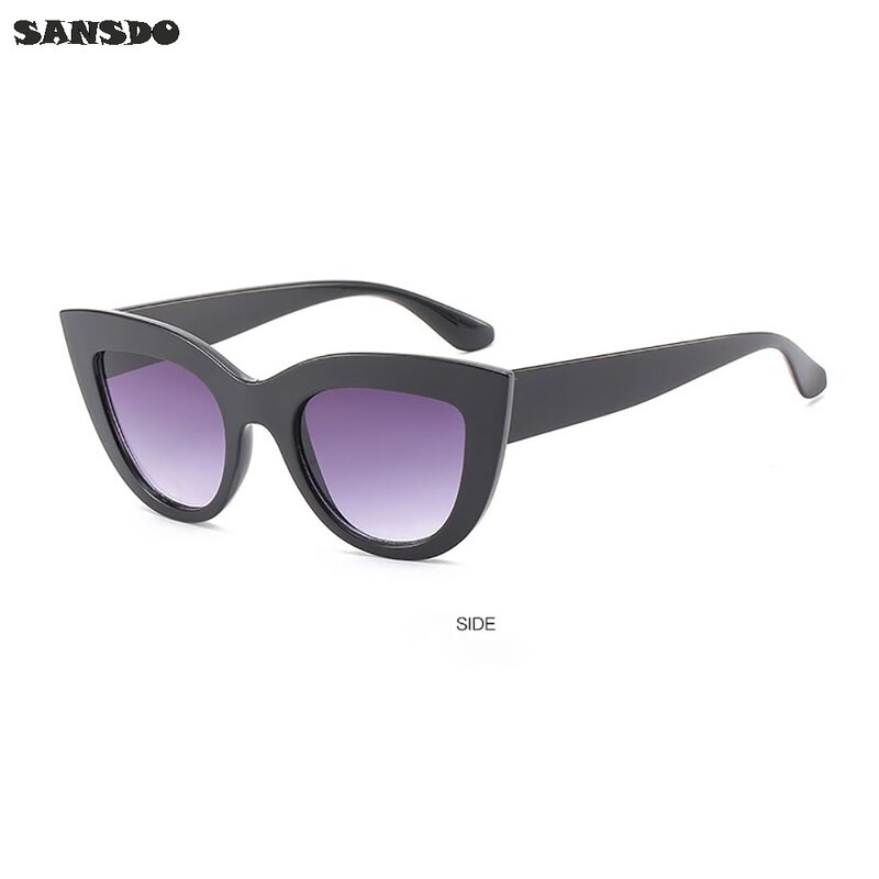 Солнцезащитные очки «кошачий глаз» UV400 женские, винтажные модные брендовые дизайнерские черные солнечные очки в стиле ретро, 2021