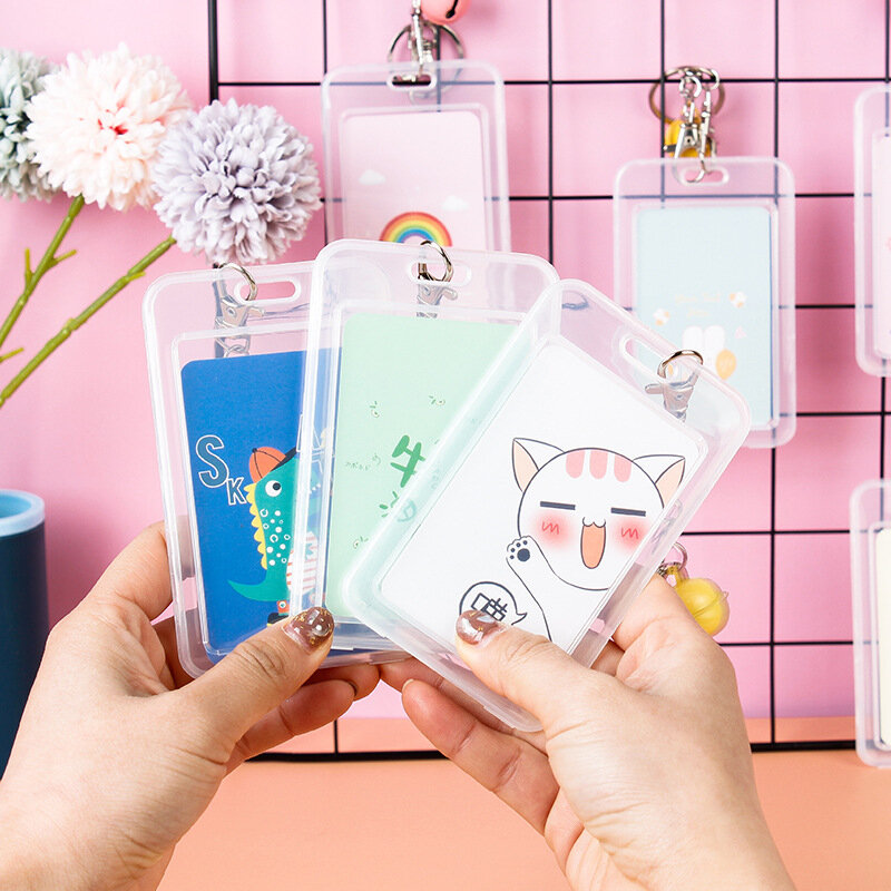 Kawaii simpatico astuccio porta carte d'identità Avocado cartone animato gatti Business Bus banca porta carte di credito per studenti bambini donne