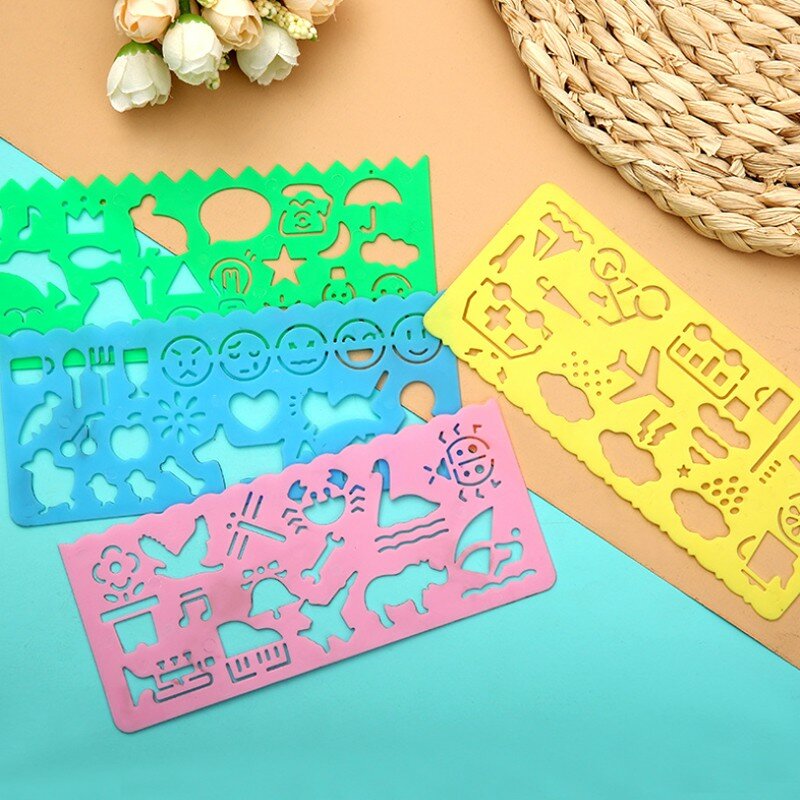 4Pcs/Set Kawaii Candy Color Drawing Template Ruler Sewing Ruler Measuring Straight Ruler DIY tools students' gift prize