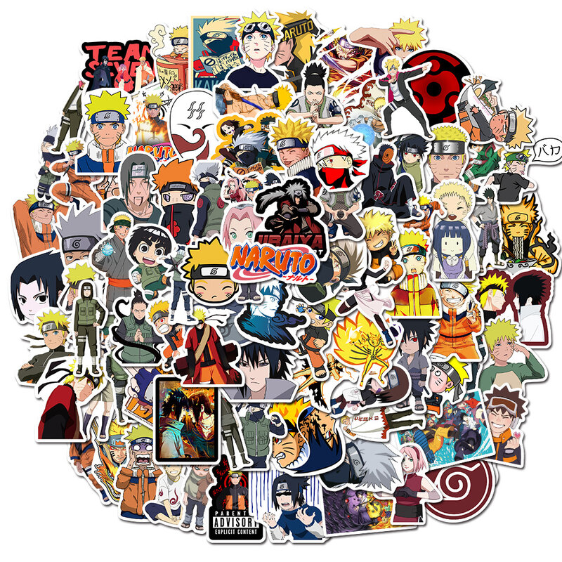 Adesivos do naruto 50 peças, adesivos à prova d' água legal do desenho animado para guitarra skate laptop estilizadores brinquedo para crianças