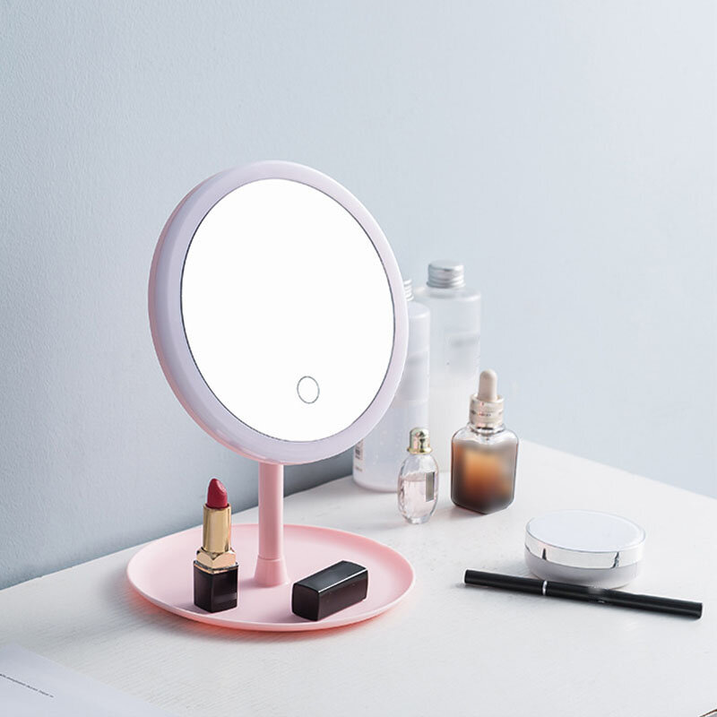 Espejo para maquillaje con luz LED, accesorio para el tocador con aro de luz, USB y control táctil de iluminación, M007
