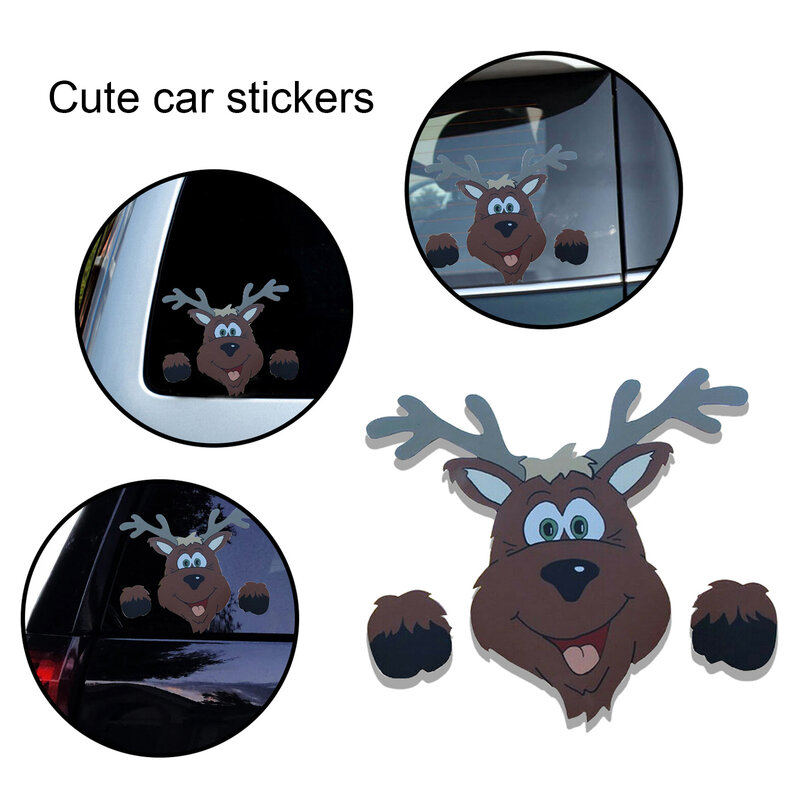 Charming Christmas Decor Peeks At Santa Elk Suitable For Parking Fence CarSticker Christmas Day