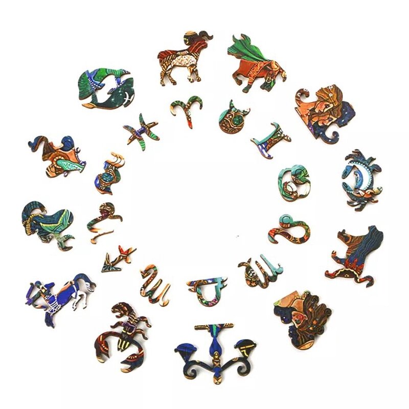 ปริศนาไม้ Constellation จิ๊กซอว์ลึกลับ Zodiac ไม้ DIY หัตถกรรมของขวัญเกมปริศนาสำหรับผู้ใหญ่เด็กของเล่นเพื่อการศึกษา