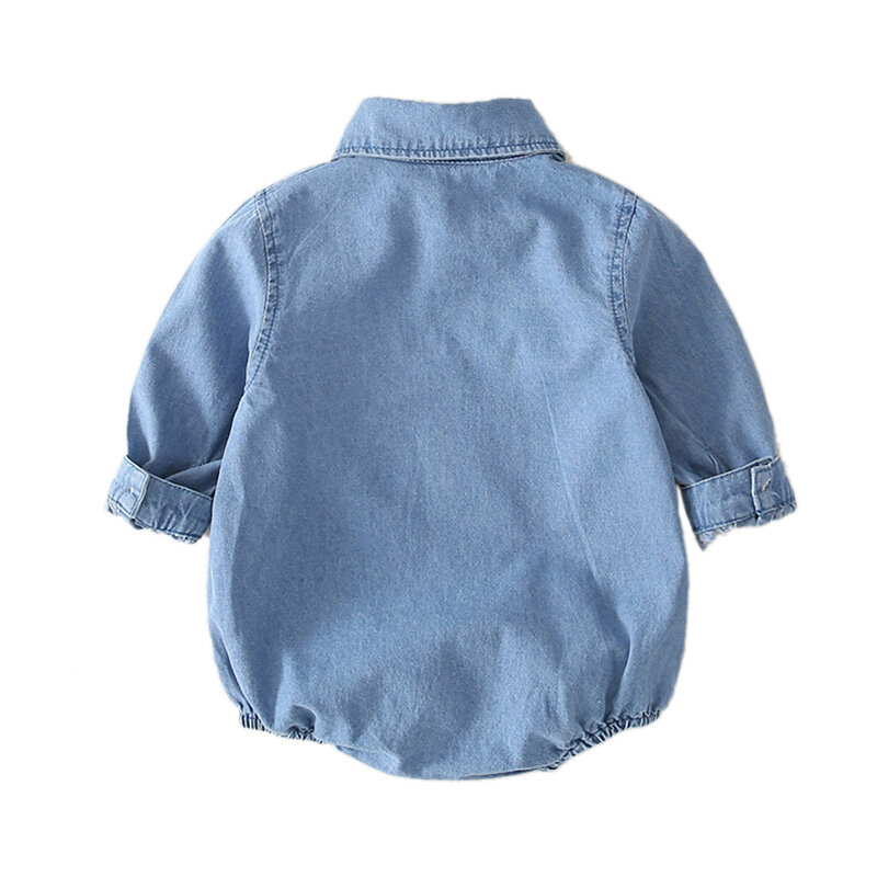 Autumn Infant Baby  Long Sleeve Solid Print Denim Kids Girls Jumpsuit Clothes