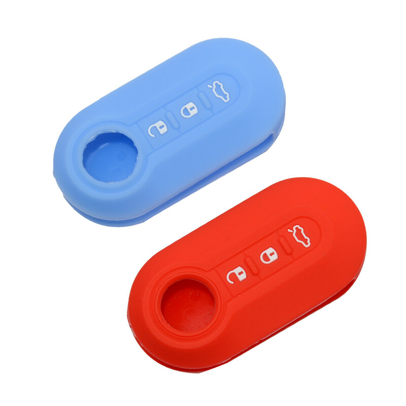OkeyTech-funda de silicona de 3 botones para llave de coche, protector de mando a distancia plegable para Fiat 500, Stcok