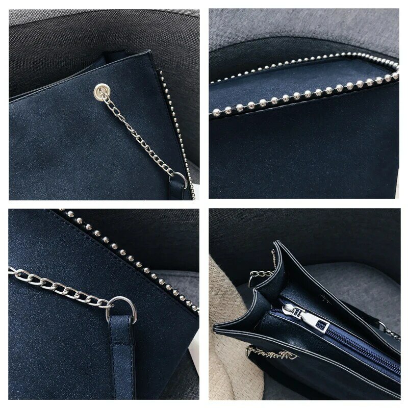 Bolso de hombro con cadena para mujer, cartera femenina con remaches de diseñador, de lujo, estilo mensajero, 2021