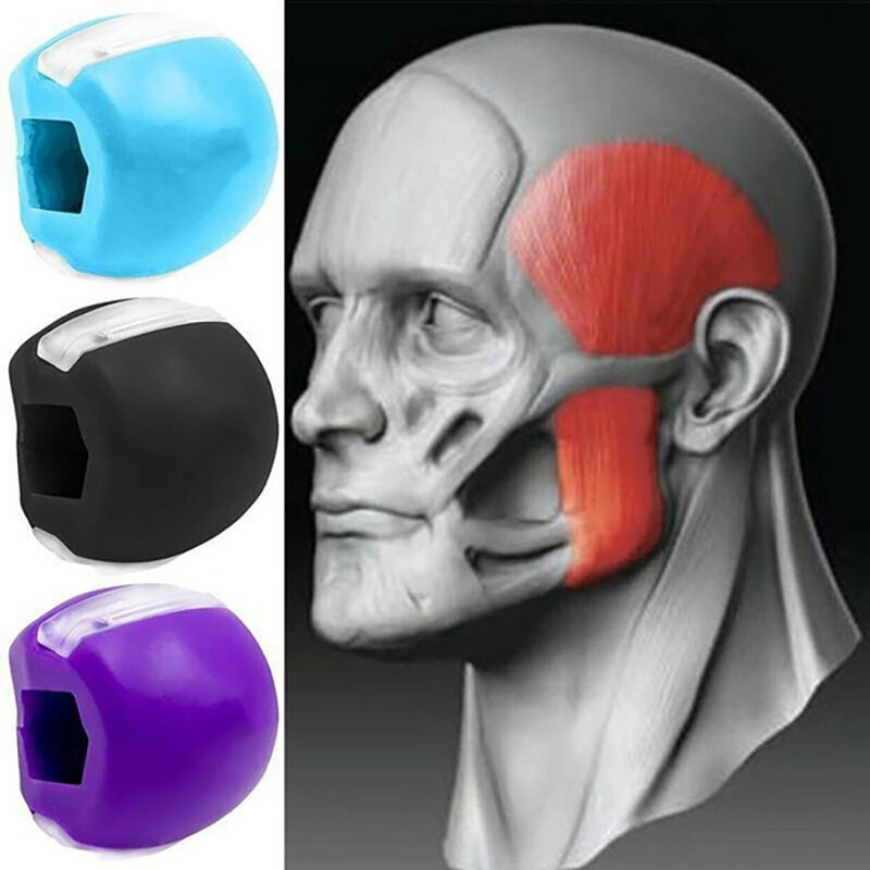 Comida grau silicone mandíbula linha pescoço simulador mandible muscular exercício firmando textura facial trainin face-lifting fitness bola