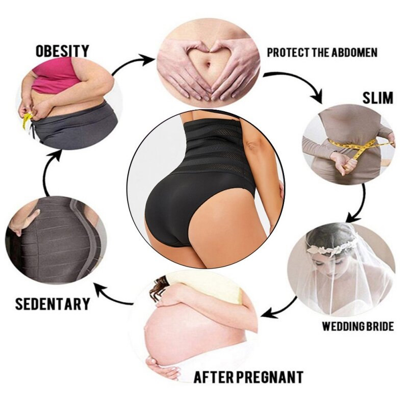 2021New النساء عالية الخصر تشكيل سراويل تنفس محدد شكل الجسم التخسيس البطن داخلية بعقب رافع سلس سراويل Shaperwear