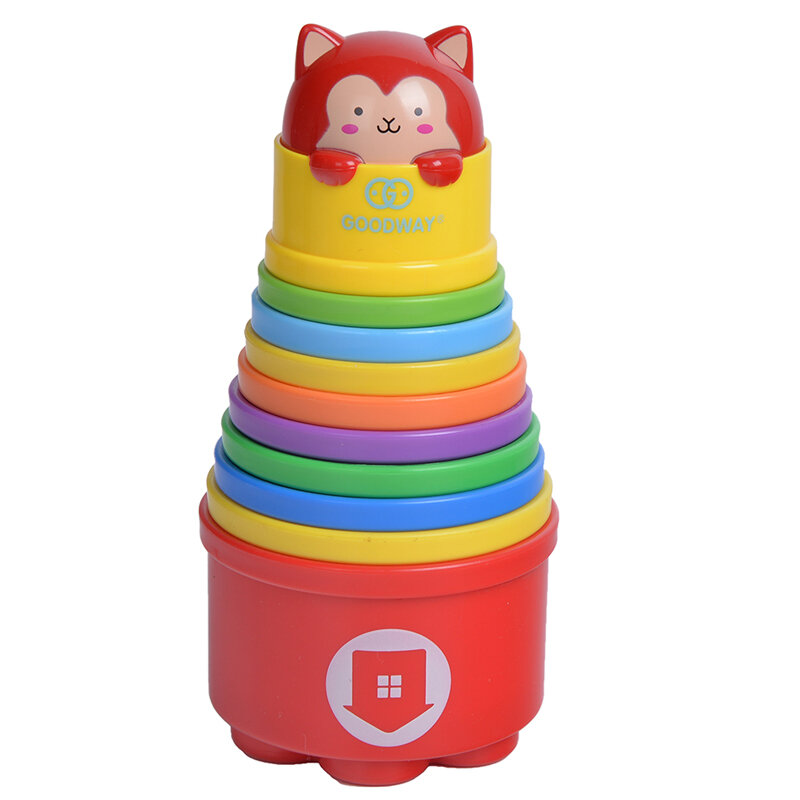 Taza de apilamiento para bebé, juguetes educativos para bebé, figuras de arcoíris, torre plegable, tazas de pilas divertidas, número ABS, letras, juego para bebé