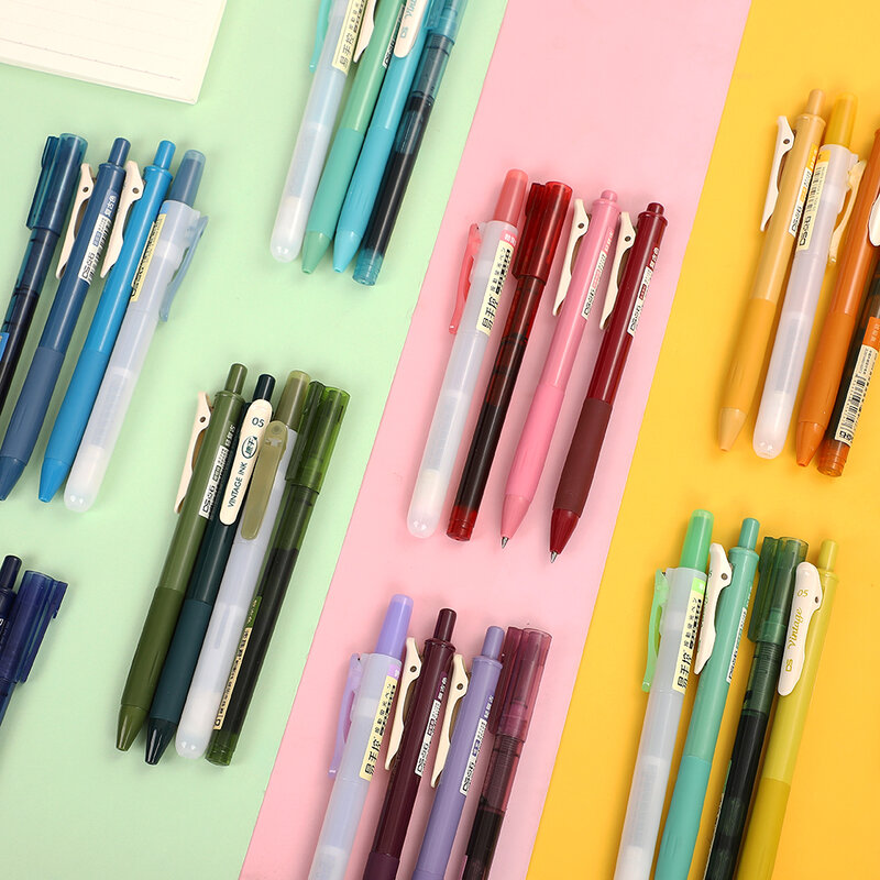 JIANWU 4pcs/set Simplicity Color Gel Pen Straight Pen Highlighter Ball Combination Set Pen Creative Stationery School Supplies
