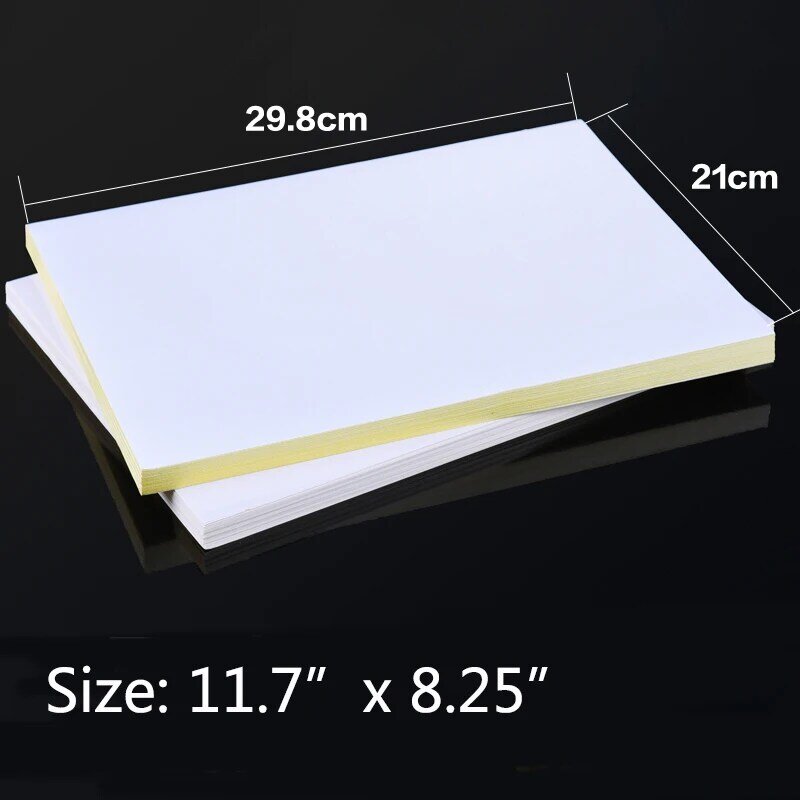 50 folhas a4 laser jato de tinta impressora copiadora papel kraft branco autoadesivo etiqueta folha de papel de superfície fosco