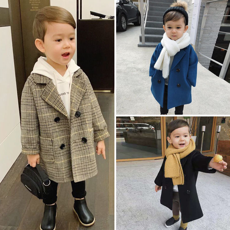 Jaqueta infantil para meninos, casaco quente de outono e inverno para crianças pequenas