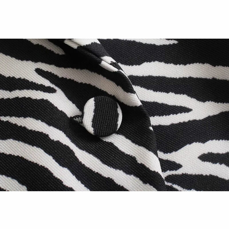 Nlzgmsj Za Blazer Frauen 2021 Zebra-Print Blazer Frauen Turndown Kragen Frühling Herbst einreiher Anzug Jacke Weibliche 202110