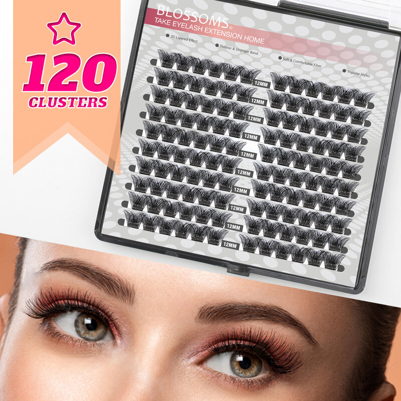 ETVITE 120 Cluster Eyelashes Individual Segmented Eyelashes Tufts Matte Black Bulk Volume DIY Lashes Extensions