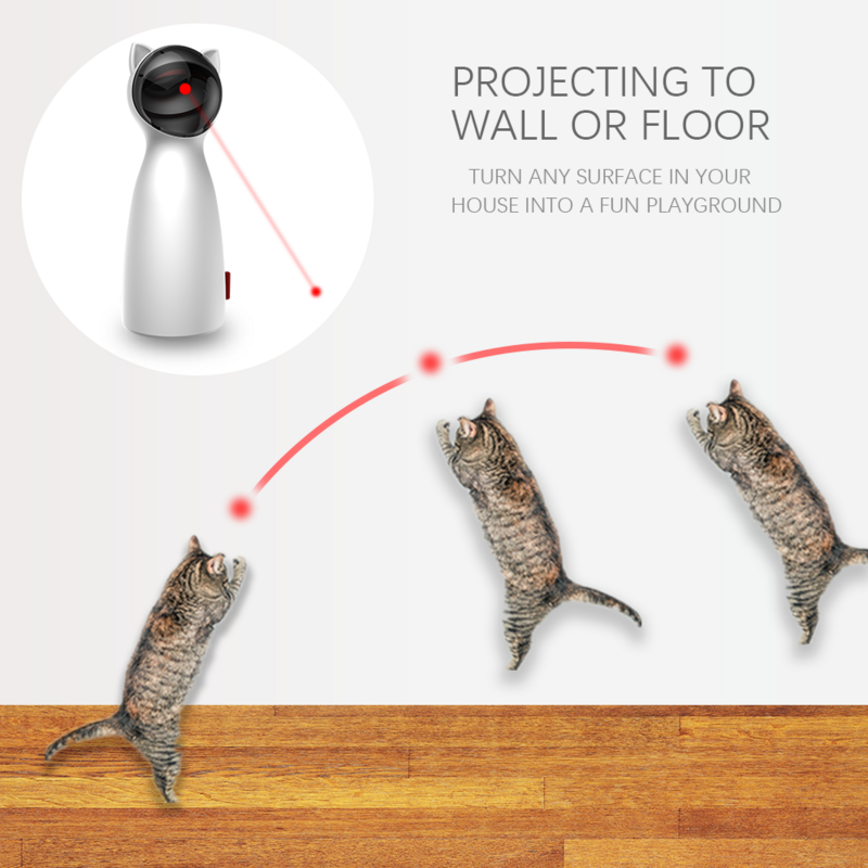 Mainan Kucing Otomatis Interaktif Pintar Menggoda Hewan Peliharaan LED Laser Lucu Modus Genggam Hewan Peliharaan Elektronik untuk Semua Kucing Laslampje Kat