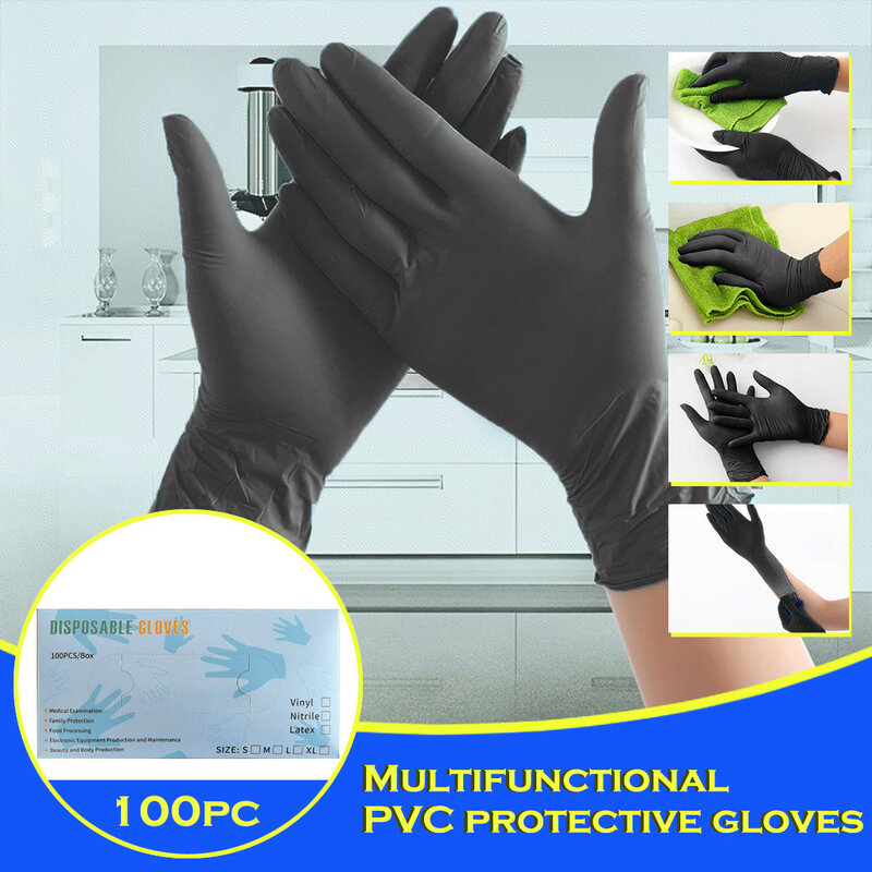 Zmywanie naczyń praca w kuchni gumowe ogrodowe niebieskie czarne rękawiczki 100/300/500PCS 100% naprawdę nitrylowe jednorazowe rękawice lateksowe rękawice z PVC