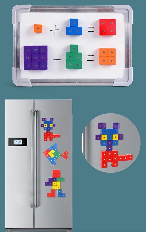 3 Buah 2Cm Blok Kayu Kubus Magnet Anak-anak 3D DIY Blok Bangunan Magnetik untuk Anak-anak Pendidikan Mainan Matematika Model Hadiah Natal