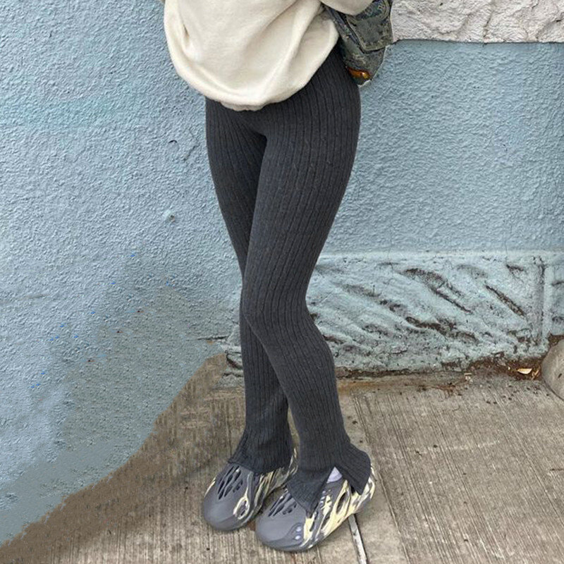 Hirigin sexy empilhados leggings queda roupas 2022 calças femininas moda outfits elástico cintura alta lado dividir calças streetwear