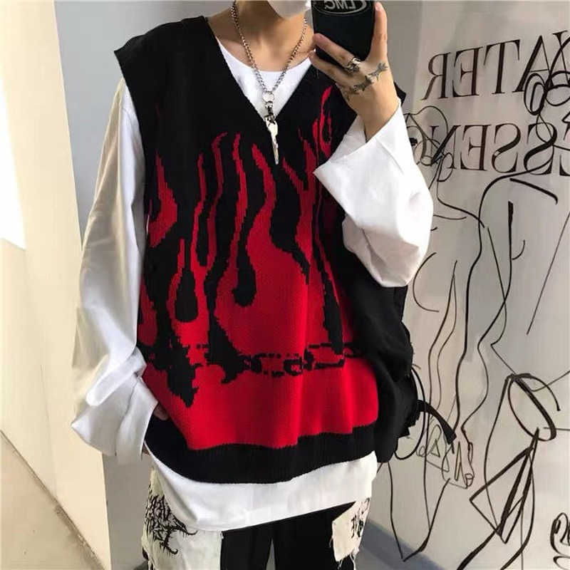 Deeptown-suéter Harajuku para mujer, Chaleco de punto Grunge púrpura, Tops sin mangas de estilo gótico, moda de otoño 2021
