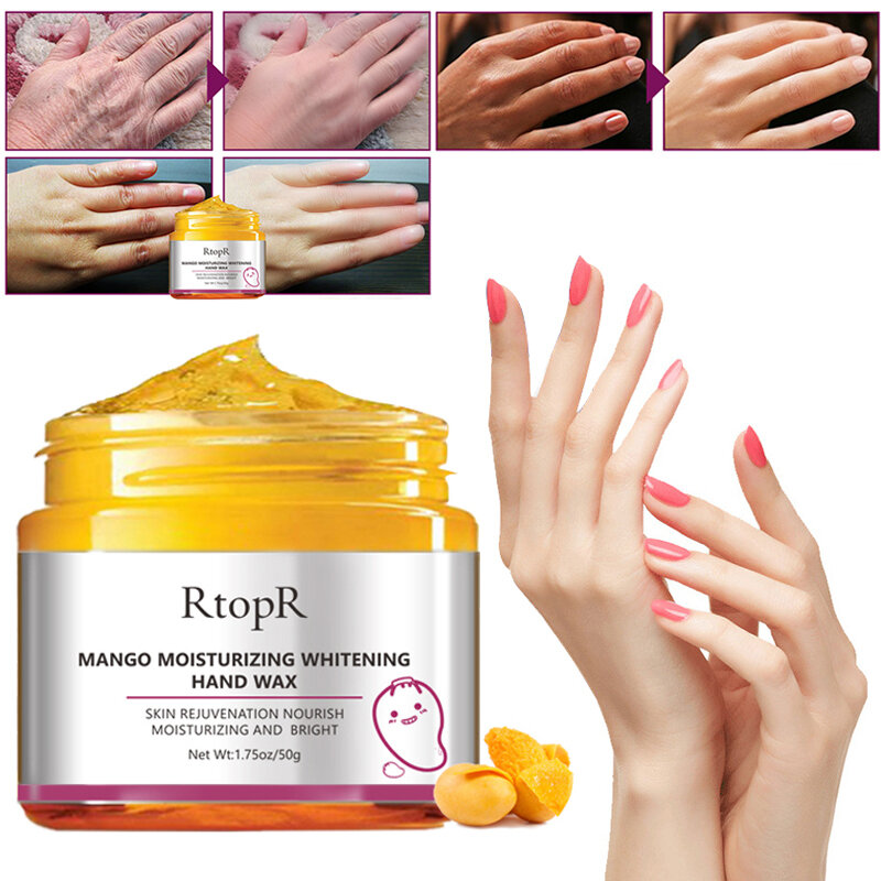 Mascarilla de mano hidratante con Mango, 50g, blanqueadora, repara la piel, exfoliación de callos, película antienvejecimiento, TSLM2