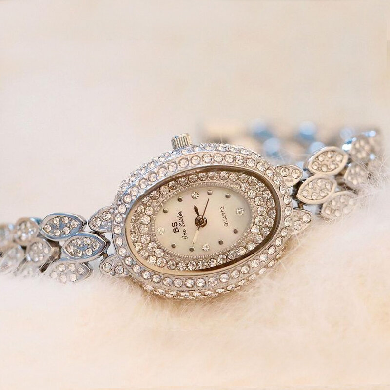 ผู้หญิงนาฬิกาควอตซ์เพชร Rhinestone สร้อยข้อมือนาฬิกาผู้หญิงสแตนเลสธุรกิจนาฬิกาข้อมือสุภาพสตรี...