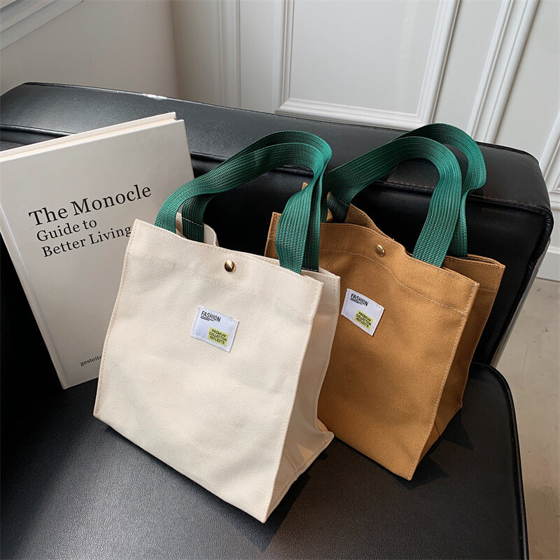 New Woman Tote Bags Pure Color Canvas Handbags Fashion Trend Simple Quality Shoulder Bag Large Capacity Shopper Bag Bolsa Sac